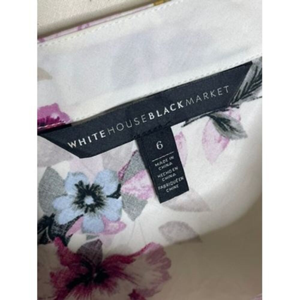 White House‎ Black Market 3/4 Sleeve Sleeve Poplin Floral Top Size 6 - Picture 3 of 7